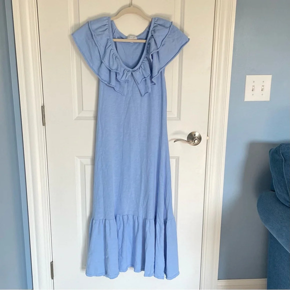 S'edge Blue Cotton Knit Ruffled Midi Dress - 29789 - Picture 2 of 16